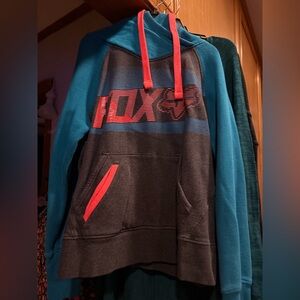 EUC Fox racing women’s hoodie large blue orange gray